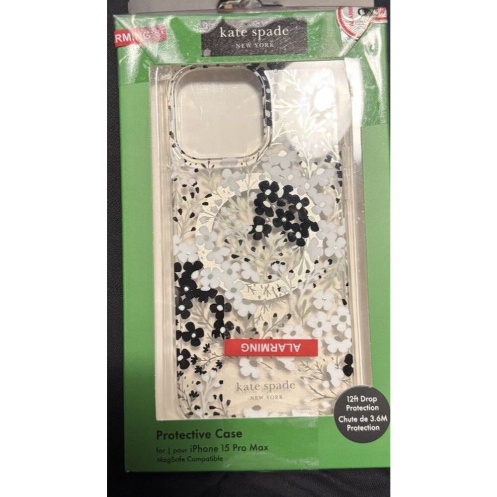 New Kate Spade Protective Case Magsafe For iPhone 15 Pro Max Floral Gold